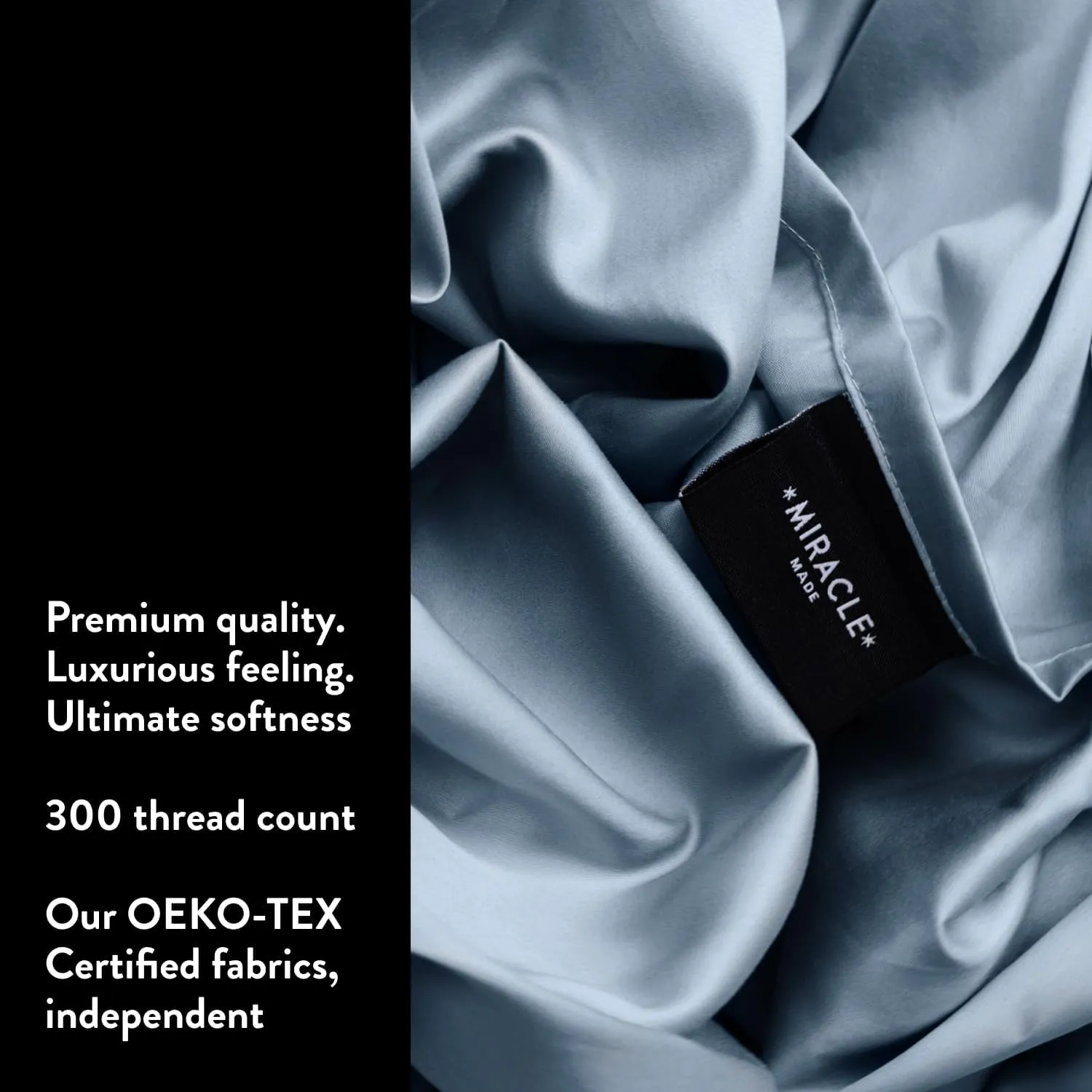 Miracle Made Luxe Cooling Bed Sheets – Slate Blue Sheets – 4-Piece Silver Infused Set – 300 Thread Count – Thermoregulating Clean & Cool Fabric