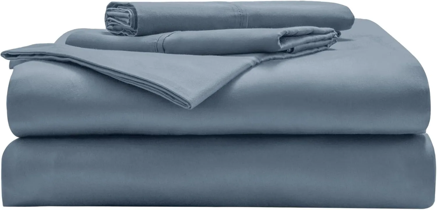 Miracle Made Luxe Cooling Bed Sheets – Slate Blue Sheets – 4-Piece Silver Infused Set – 300 Thread Count – Thermoregulating Clean & Cool Fabric