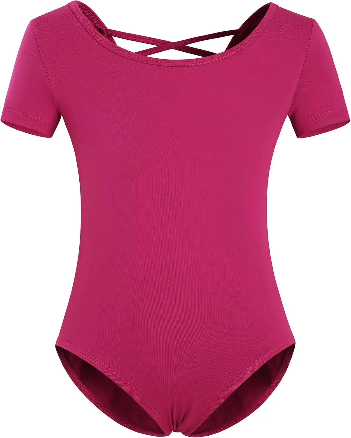 MOLLDAN Girls Dance Ballet Leotards Short Sleeve Criss Cross Straps Back