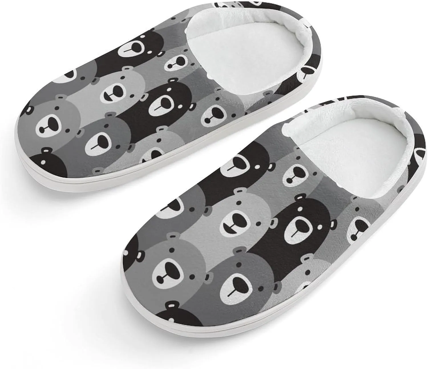 Monochrome Bear Polar Bear Boys And Girls Home Printed Cotton Slippers Non-slip Soft And Warm 30-31