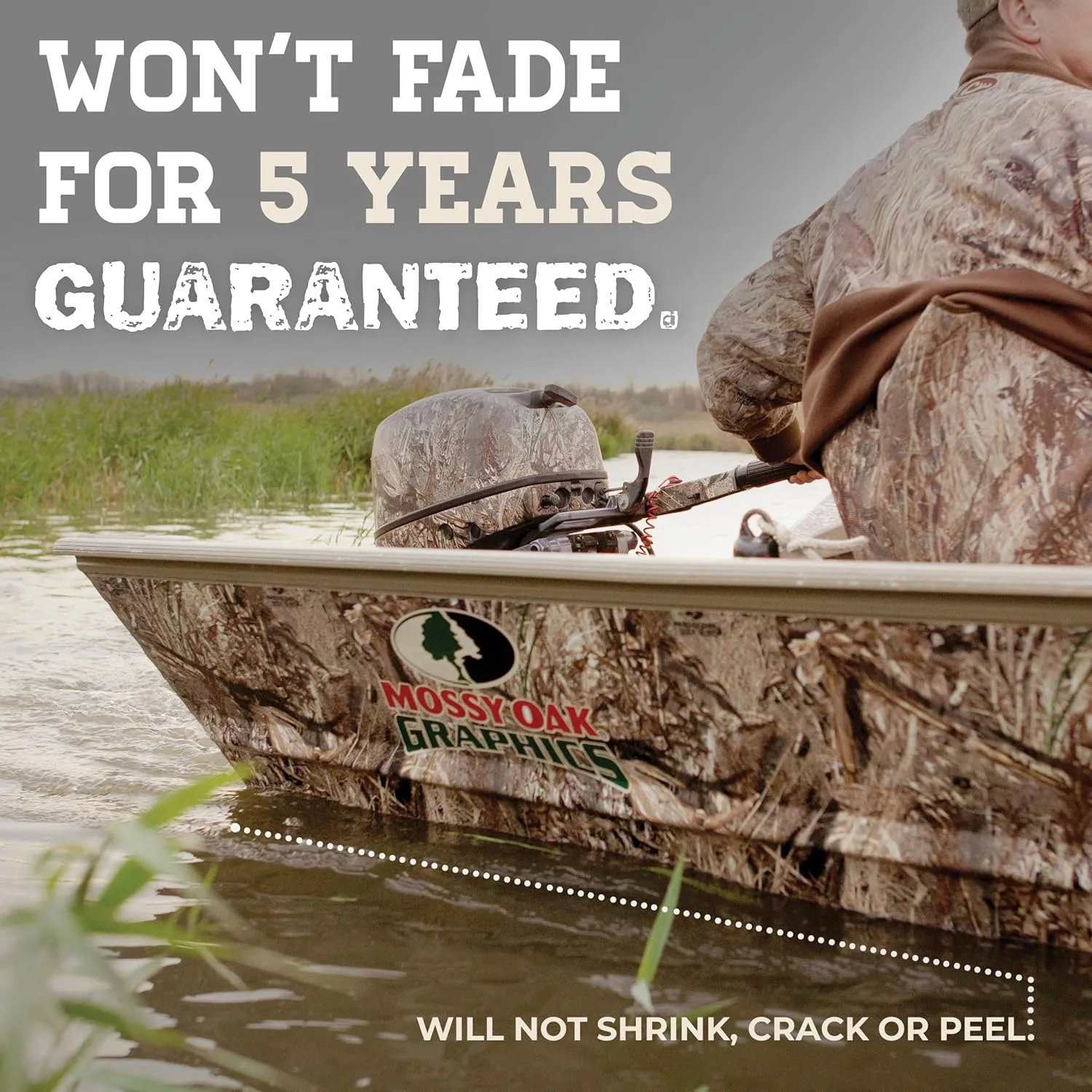Mossy Oak Graphics Duck Blind Camo Transom Boat Wrap Kit - Easy to Install Vinyl Wrap with Matte Finish - 24" x 60" Kit