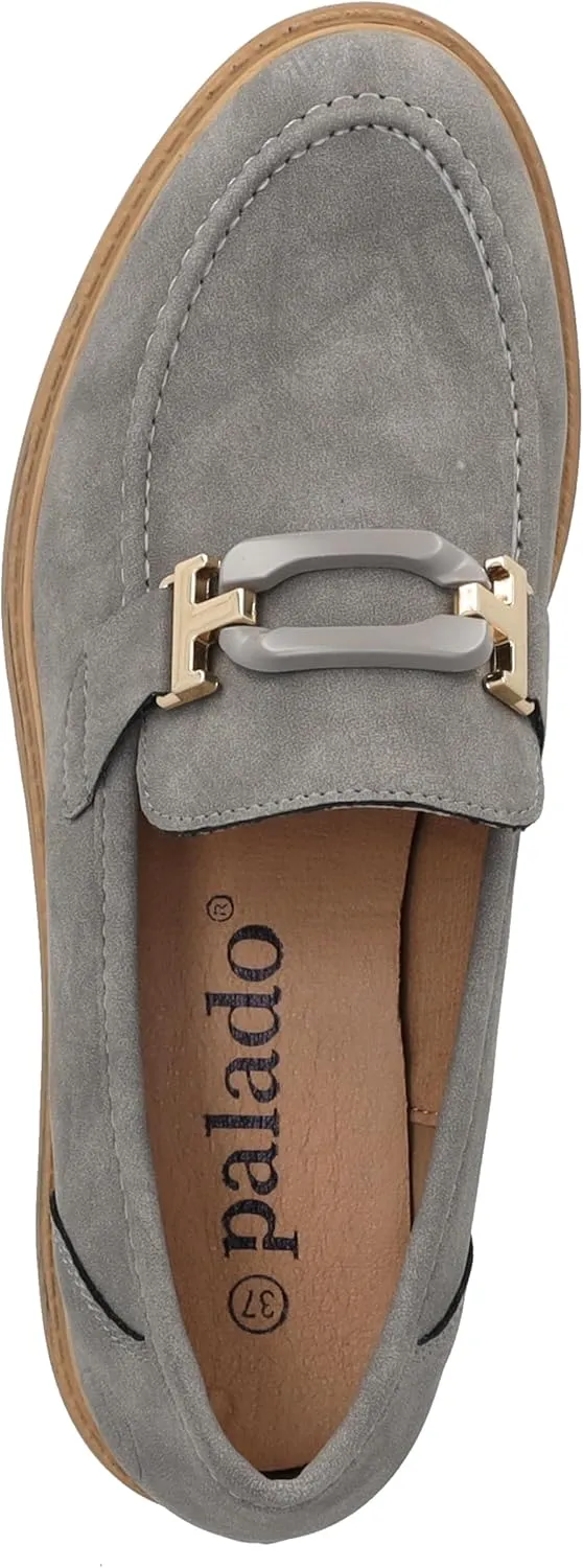 Mungrars Women's Moccasins - Elegant Slippers in Trendy Colours - Comfortable Loafers with Decorative Buckle - Fashionable Low Shoes