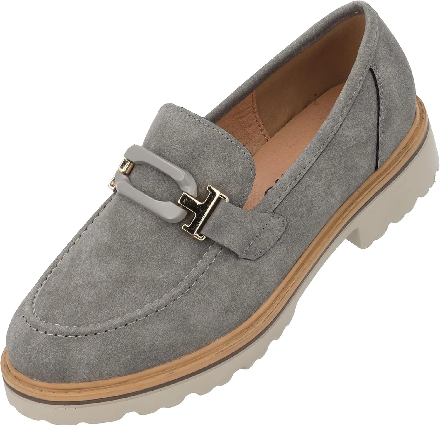 Mungrars Women's Moccasins - Elegant Slippers in Trendy Colours - Comfortable Loafers with Decorative Buckle - Fashionable Low Shoes