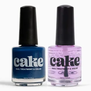 Nail Strengthener & Nail Polish Duo, Power Boost Nail Repair for Damaged Nails, Nail Hardener & Growth, Non Toxic, Professional Applicator Brush, Keratin Enriched (Anchor Down) - Cake Nails(1 fl oz)