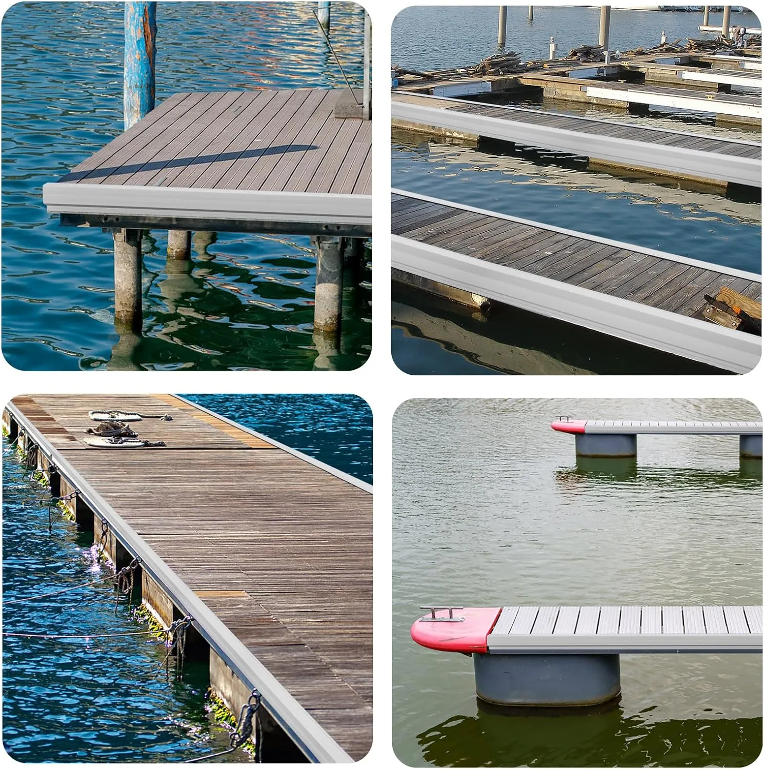 Nalwort Dock Bumpers 16 Feet and 24 Feet, Full Protection Dock Fender for Straight Edge and Side, Boat Dock Bumpers for Edging, Includes Mounting Screws, Black Gray Blue Brown Green Orange Yellow