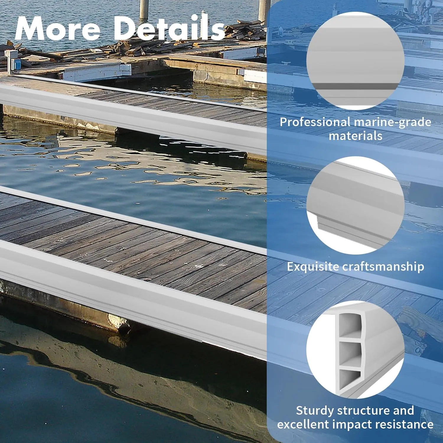 Nalwort Dock Bumpers 16 Feet and 24 Feet, Full Protection Dock Fender for Straight Edge and Side, Boat Dock Bumpers for Edging, Includes Mounting Screws, Black Gray Blue Brown Green Orange Yellow