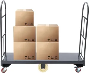 Narrow Aisle U-Boat Platform Truck Dolly 16 x 60 Inch U-Boat Steel Cart 2000 Lbs. Capacity Heavy Duty Utility Cart with Removable Handles (60 Inch)