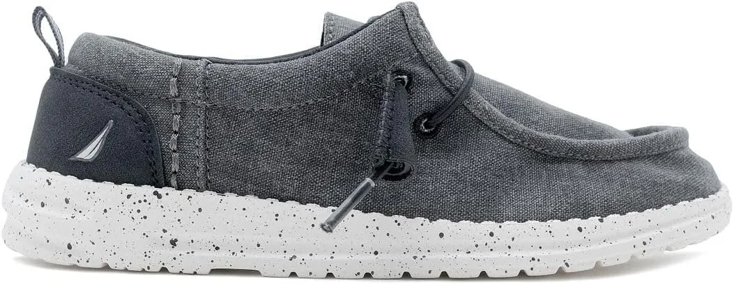 NAUTICA Kids Boys Youth Comfort Loafers, Lace-Up Boat Shoe, Lightweight Casual Stretch Sneaker-Little Kid/Big Kid Rushford