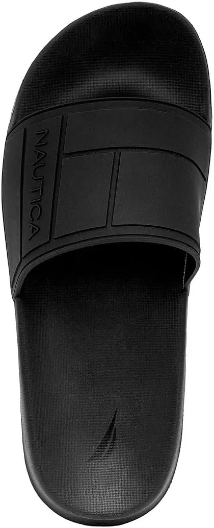 Nautica Men's Open Toe Slide Sandals - Comfortable Indoor & Outdoor Shower Slippers