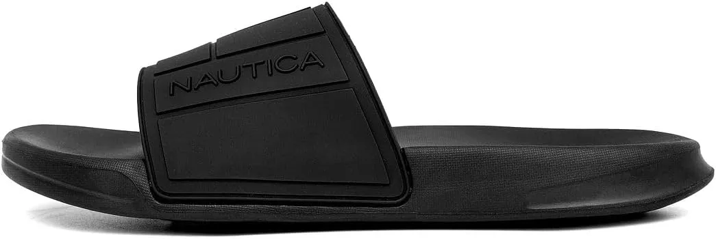 Nautica Men's Open Toe Slide Sandals - Comfortable Indoor & Outdoor Shower Slippers
