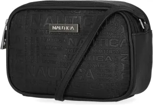 Nautica Rower's End Wallet in Black Logo and Candid Camera Crossbody Bag in Embossed Black