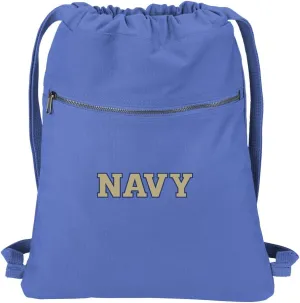 Naval Academy Drawstring Backpack RICH CANVAS USNA Navy Cinch Bag (Royal)