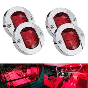 NBWDY 4Pcs LED Boat LightWaterproof 3in 12V Red Round Navigation LightsLED Boat Interior Light for Boat Deck LED Transom Mount LightLED Boat Courtesy Light.