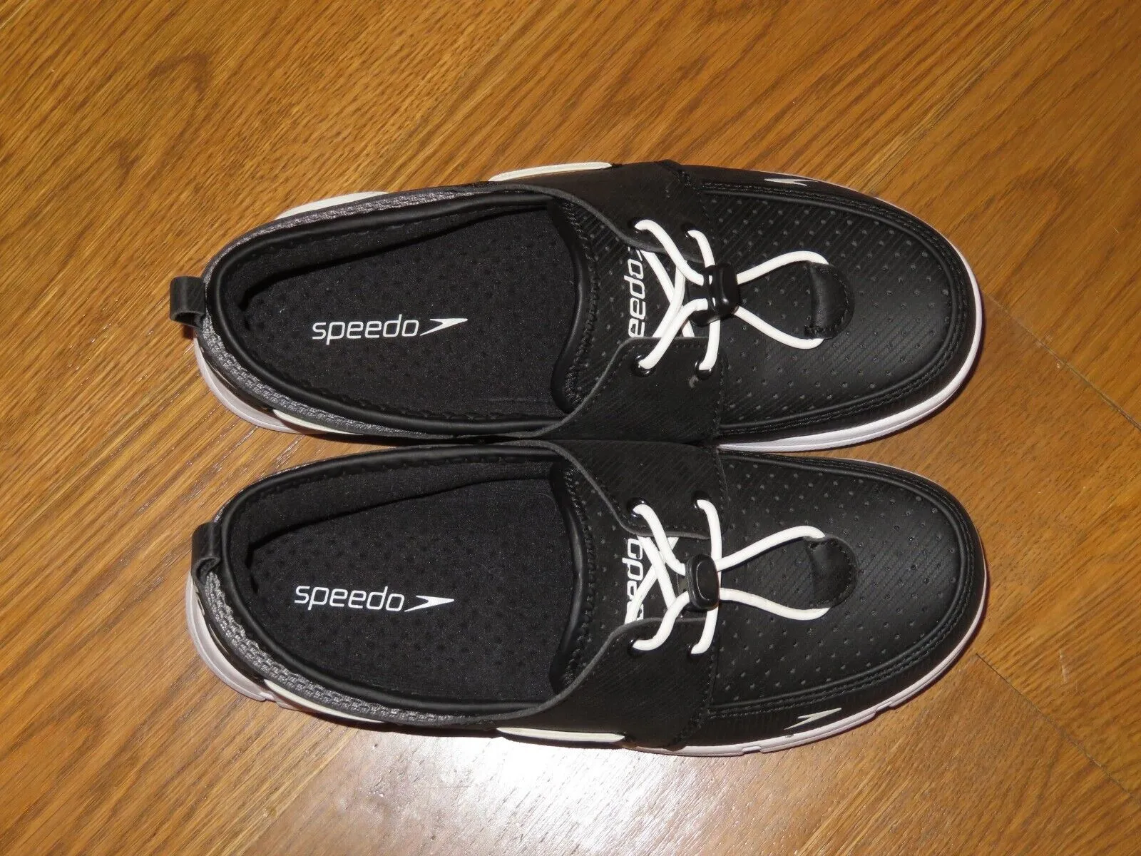 New SPEEDO PORT Black/White BREATHABLE Water Boat DECK SHOES Loafers Women 6