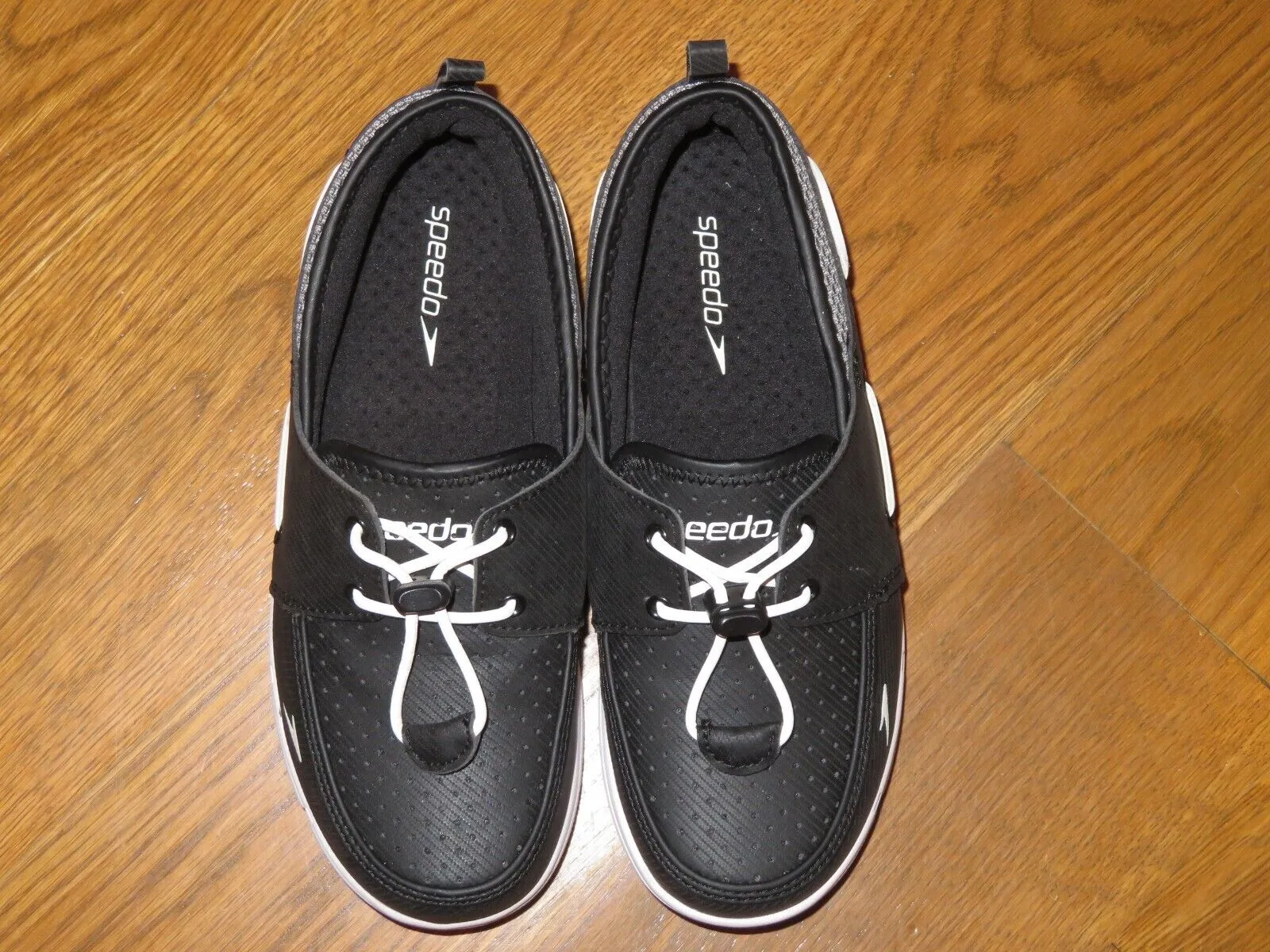 New SPEEDO PORT Black/White BREATHABLE Water Boat DECK SHOES Loafers Women 6