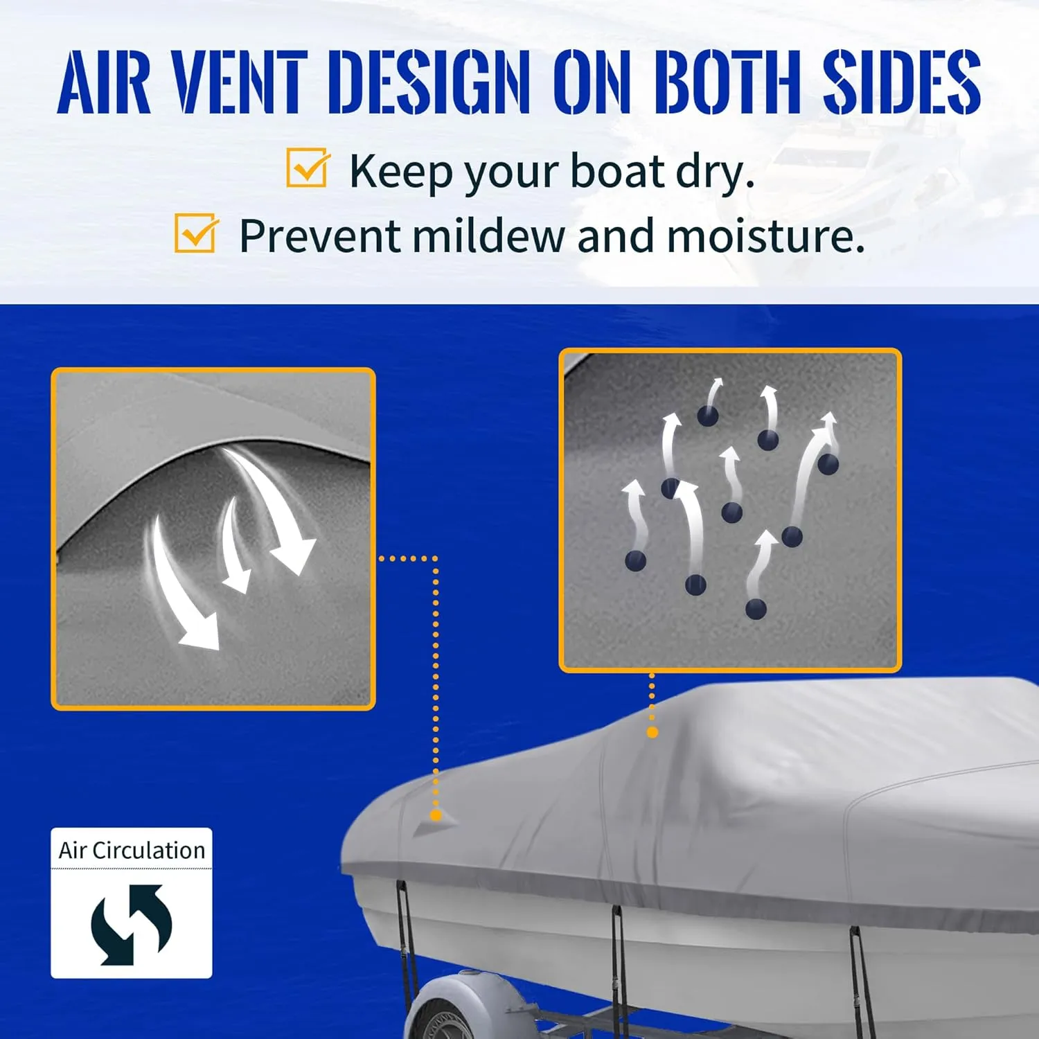 NEXCOVER Trailerable Boat Cover, Length: 16’-18.5’ Beam Width: up to 94”, Waterproof Heavy Duty Cover, Fits V-Hull, TRI-Hull, Runabout, Pro-Style, Bass Boat, Storage Bag & Tightening Straps Included.