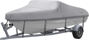 NEXCOVER Trailerable Boat Cover, Length: 16’-18.5’ Beam Width: up to 94”, Waterproof Heavy Duty Cover, Fits V-Hull, TRI-Hull, Runabout, Pro-Style, Bass Boat, Storage Bag & Tightening Straps Included.