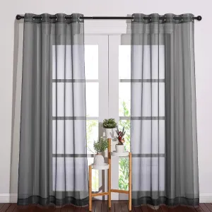 NICETOWN Sheer Curtains 84 Inches - Long Grommet Elegant Light Filter Sheer Voile Drapes Panels Room Decor for Bathroom/Living Room (54" Wide, Dark Grey, 2 Panels)