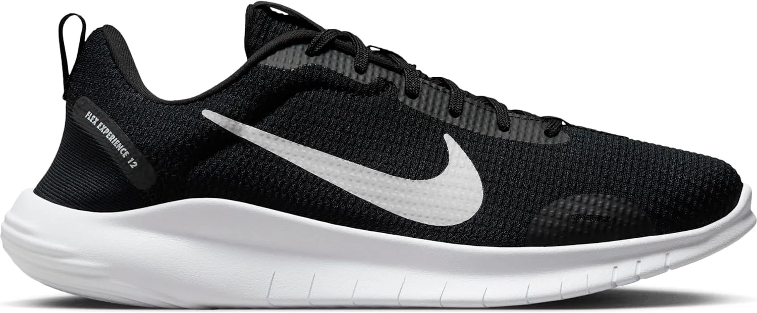 Nike Women's Flex Experience 12 Road Running Shoes Sneaker, Black/White-Dark Smoke Grey, 10