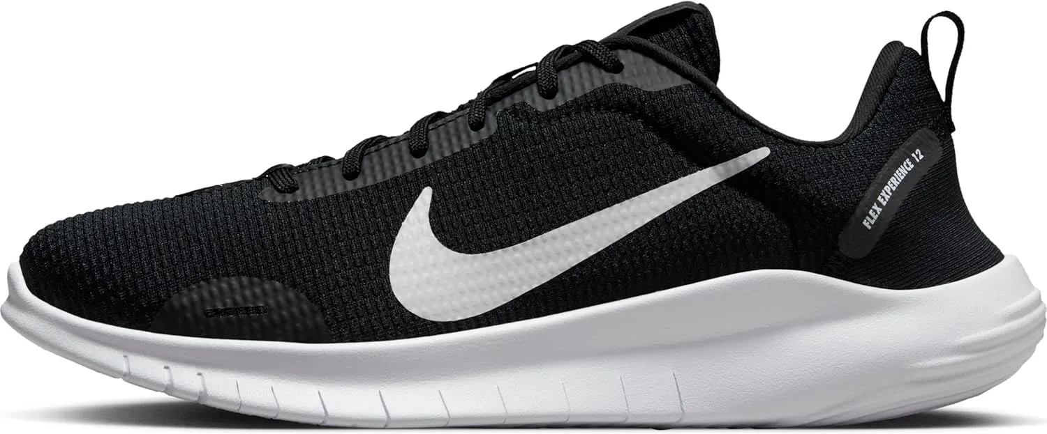 Nike Women's Flex Experience 12 Road Running Shoes Sneaker, Black/White-Dark Smoke Grey, 10