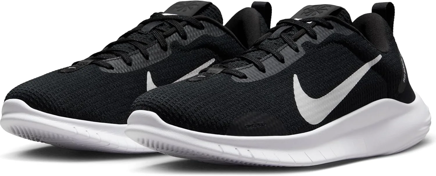 Nike Women's Flex Experience 12 Road Running Shoes Sneaker, Black/White-Dark Smoke Grey, 10