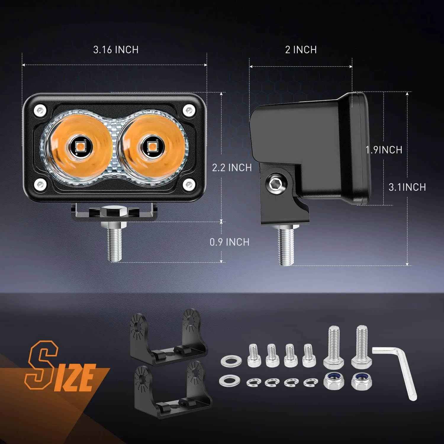 Nilight 3Inch Amber LED Light Pods, 2PCS 10W Super Spot Fog Light Auxiliary Driving Lamp Built-in EMC for Motorbike SUV ATV Truck Boat Tractor Forklift