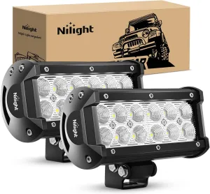 Nilight - 60002F-B Led Light Bar 2PCS 36w 6.5Inch Flood Led Off Road Lights Super Bright Driving Fog Light Boat Lights Driving Lights Led Work Light for Trucks, White