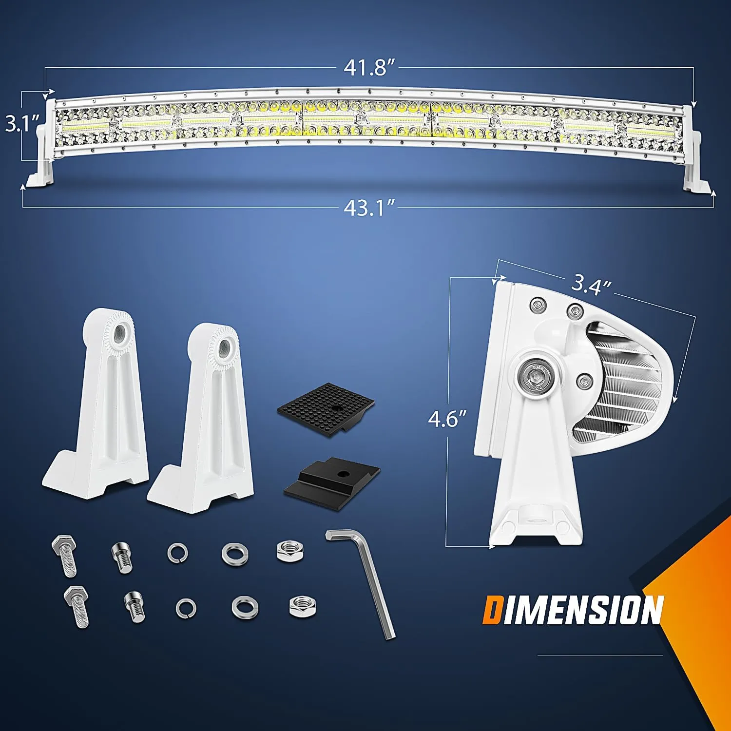 Nilight Marine LED Light Bar Navigation Lights 42 Inch Curved White Spot Flood Combo Ponton Boat Deck Dock Lighting for Night Fishing T-top Stern Yacht Sailboat Trucks Tractors