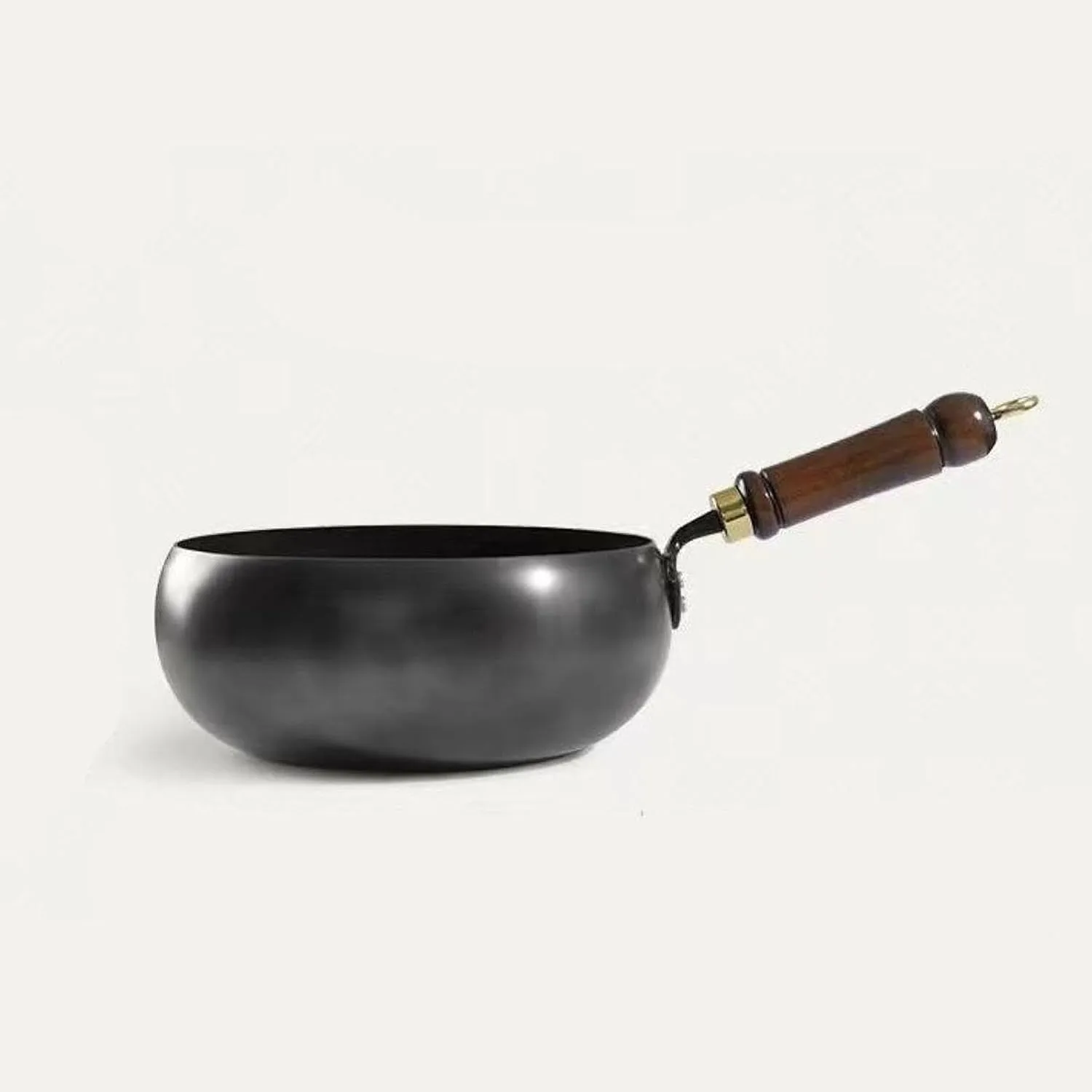 Nonstick Skillet Cooking Wok with Wood Handle and Flat Bottom Gas Cookware Induction Cooker Chinese Stir Deep Frying Pan Steak Pancakes Pan for Restaurant Camping Hotel, glass lid