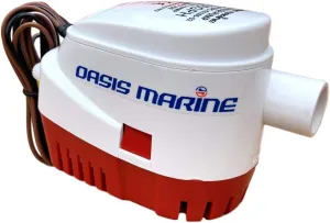 OASIS MARINE Automatic Bilge Pump for Boats 1100 GPH (1-1/8" Hose Outlet) 12 Volt Auto Bilge Pump with Built-In Float Switch