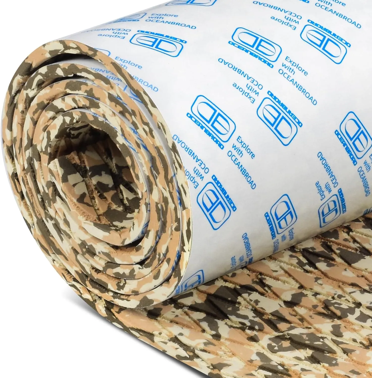 OCEANBROAD Self-Adhesive 96''x16''/23''/38''/47'' Camouflage Boat Flooring Non-Slip Traction Pad EVA Foam Sheet for Jon Boat Surfboard SUP Board Kayak, Camo Black/Blue/Green/Brown/Yellow/Gray