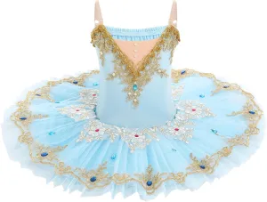 ODASDO Girls Ballet Dance Flat Tutu Pancake Dress Kids Professional Swan Lake Princess Platter Dress for Stage Performance