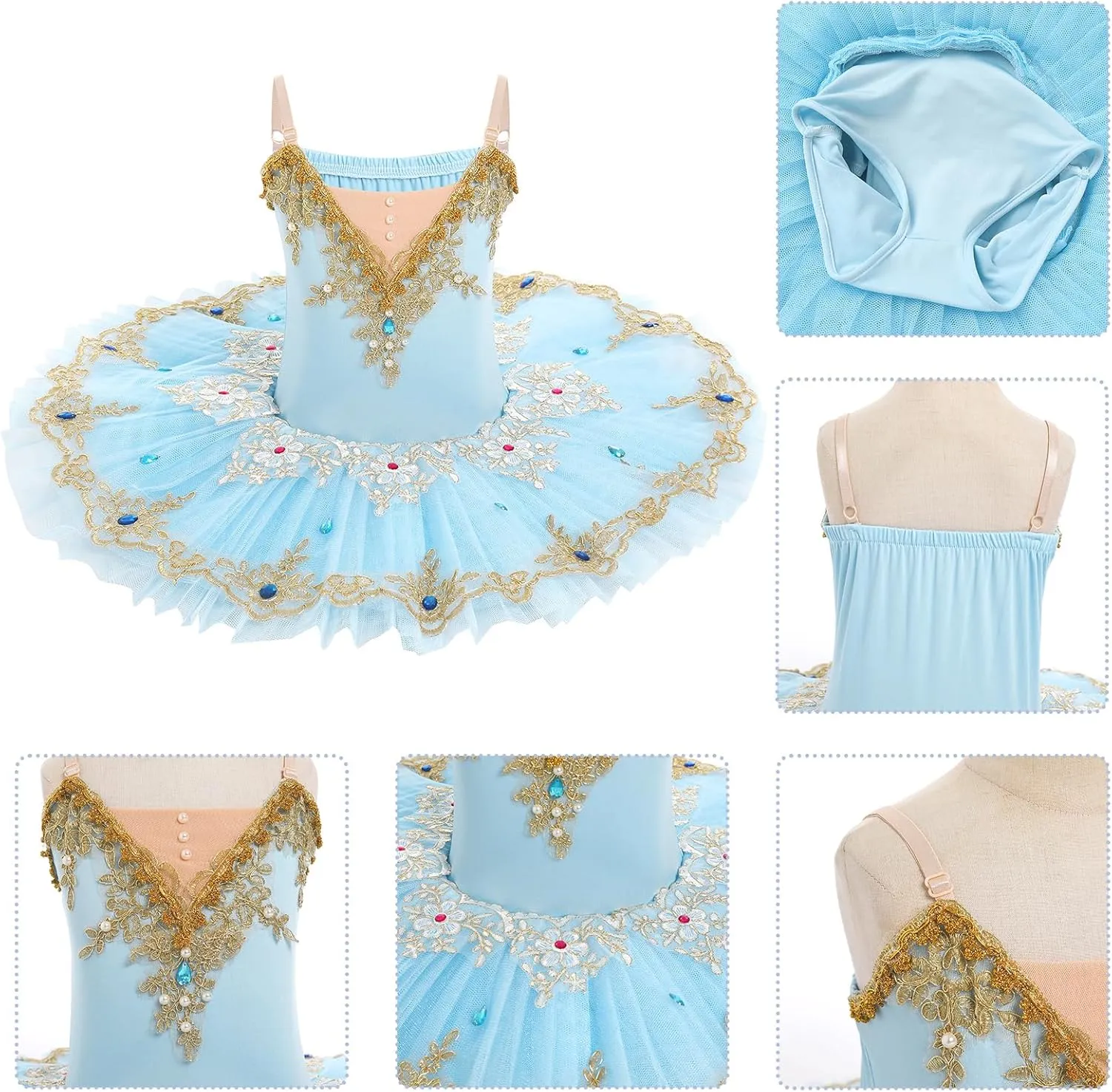ODASDO Girls Ballet Dance Flat Tutu Pancake Dress Kids Professional Swan Lake Princess Platter Dress for Stage Performance