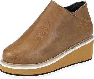 oiangi Wedge Ankle Boots for Women Platform Vintage Round Toe Closed Toe Side Zipper High Heel Booties Solid Color Casual Comfortable Ladies Shoes