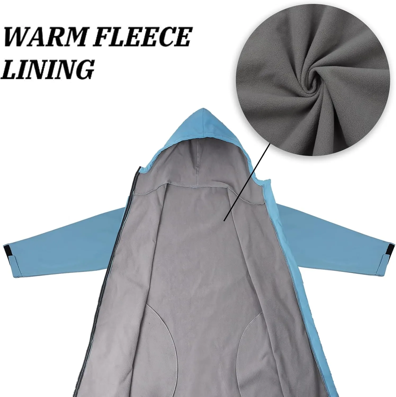 Oksun Oversized Waterproof Swim Parka: Windproof Warm Swimming Coat - Water Resistant Jacket - Thin Fleece Lined Surf Poncho