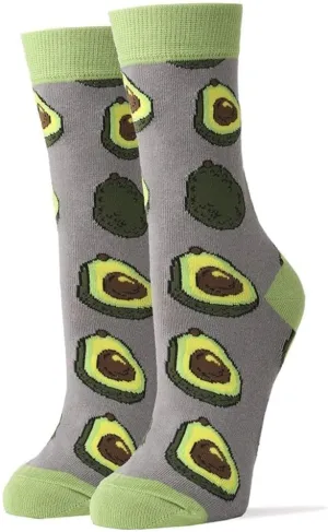 Oooh Yeah! Socks, Womens Cotton Crew Socks (Avocado Life) One Size