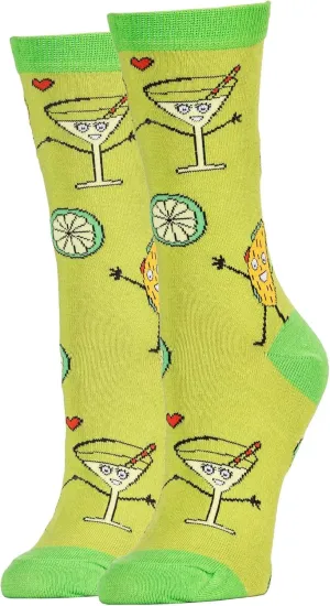 Oooh Yeah! Socks, Womens Cotton Crew Socks (Happy Hour) One Size
