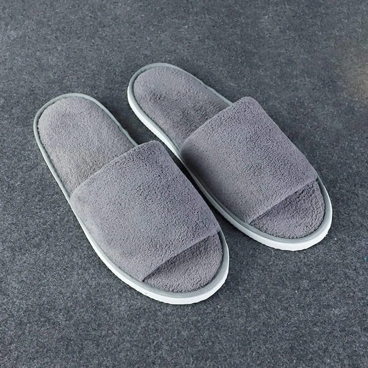 Open Toe Slippers for Guests Men Women Travel Indoor House Non-Disposable Spa Hotel Pedicure Breathable Slippers 4 Pairs