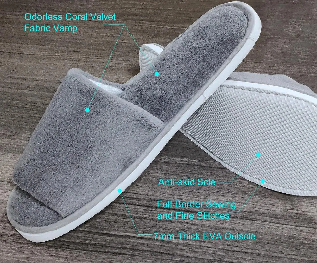 Open Toe Slippers for Guests Men Women Travel Indoor House Non-Disposable Spa Hotel Pedicure Breathable Slippers 4 Pairs