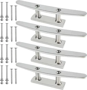 ORLANG 4 Inch/5 Inch/6Inch/8 Inch/10 Inch 316 Stainless Steel Boat Cleats,Open Base Dock Cleats with Installation Screws,Boat Dock Cleats Rope Cleat for Boat Docks,Decks or Nautical Decor (2/4 Pack)