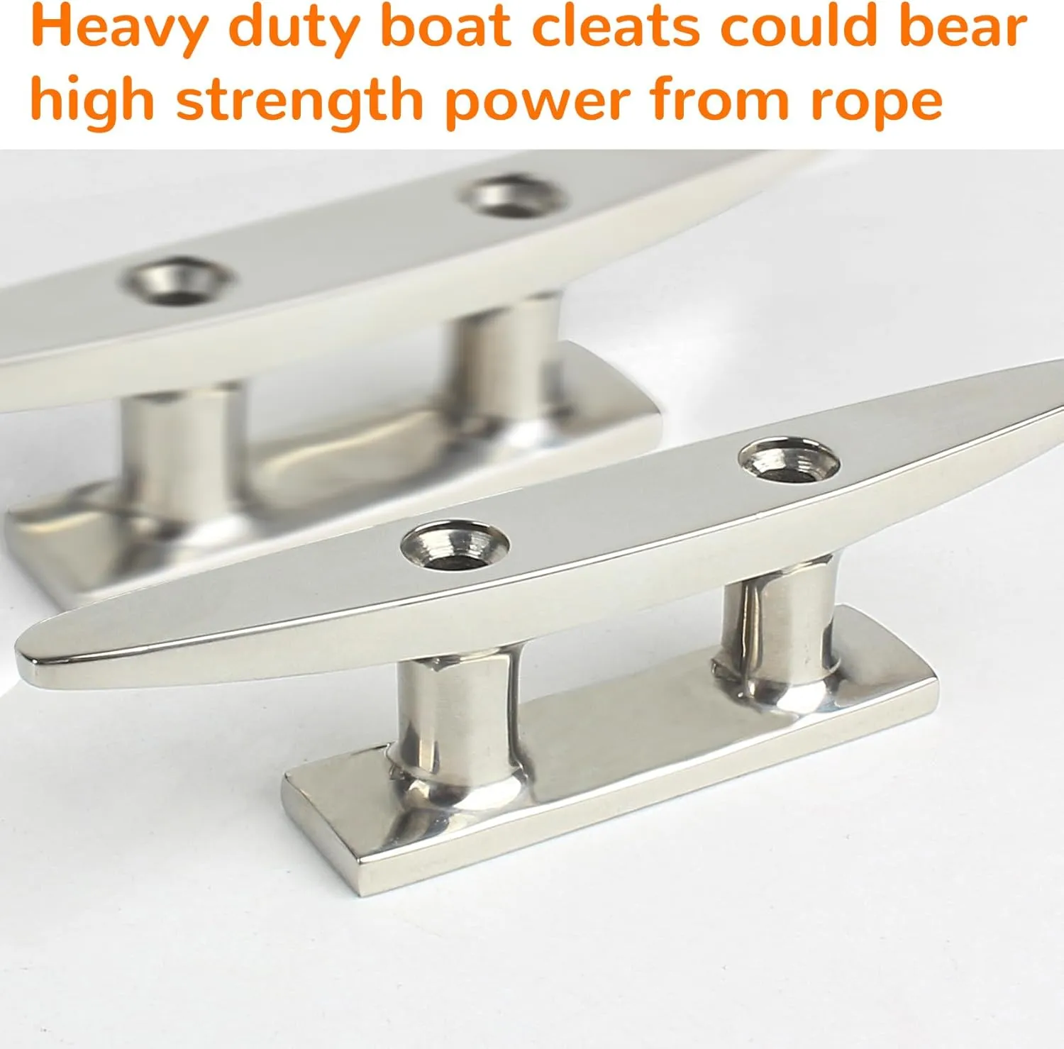 ORLANG 4 Inch/5 Inch/6Inch/8 Inch/10 Inch 316 Stainless Steel Boat Cleats,Open Base Dock Cleats with Installation Screws,Boat Dock Cleats Rope Cleat for Boat Docks,Decks or Nautical Decor (2/4 Pack)