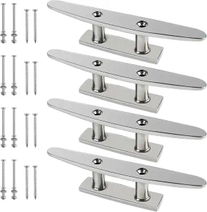 ORLANG 4 Inch/5 Inch/6Inch/8 Inch/10 Inch 316 Stainless Steel Boat Cleats,Open Base Dock Cleats with Installation Screws,Boat Dock Cleats Rope Cleat for Boat Docks,Decks or Nautical Decor (2/4 Pack)