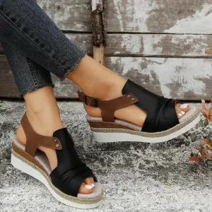 Orthopedic Wedge Sandals for Women Dressy Summer Platform Espadrilles Open Toe Ankle Strap Sandals Womens Casual Strappy Beach Vacation Sandals Comfortable Walking Outdoor Shoes