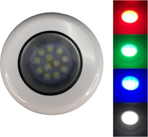 Pactrade Marine RV Boat Pontoon Red Green Blue White LED Courtesy Ceiling Light White Plastic Housing Glare Free Illumination Lens Energy Saving12V DC (Surface/Flush Mount)
