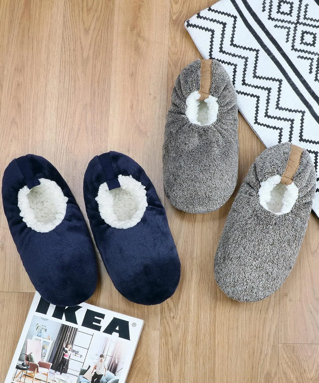 Panda Bros Mens Slipper Socks Low Cut Super Soft Warm Home Sock with Non-Slip Indoor Slipper Shoes Socks