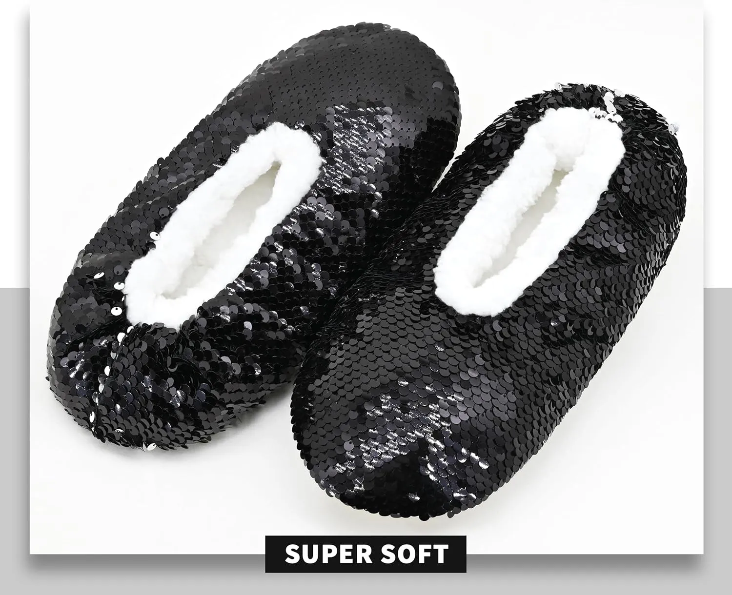 Panda Bros Womens Ballerina Sequin Slippers, Bling House Slippers With Grippers