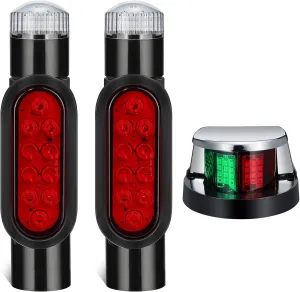 Partsam 1Pcs Boat Navigation Light   2Pcs Boat Trailer Guide Post Lights