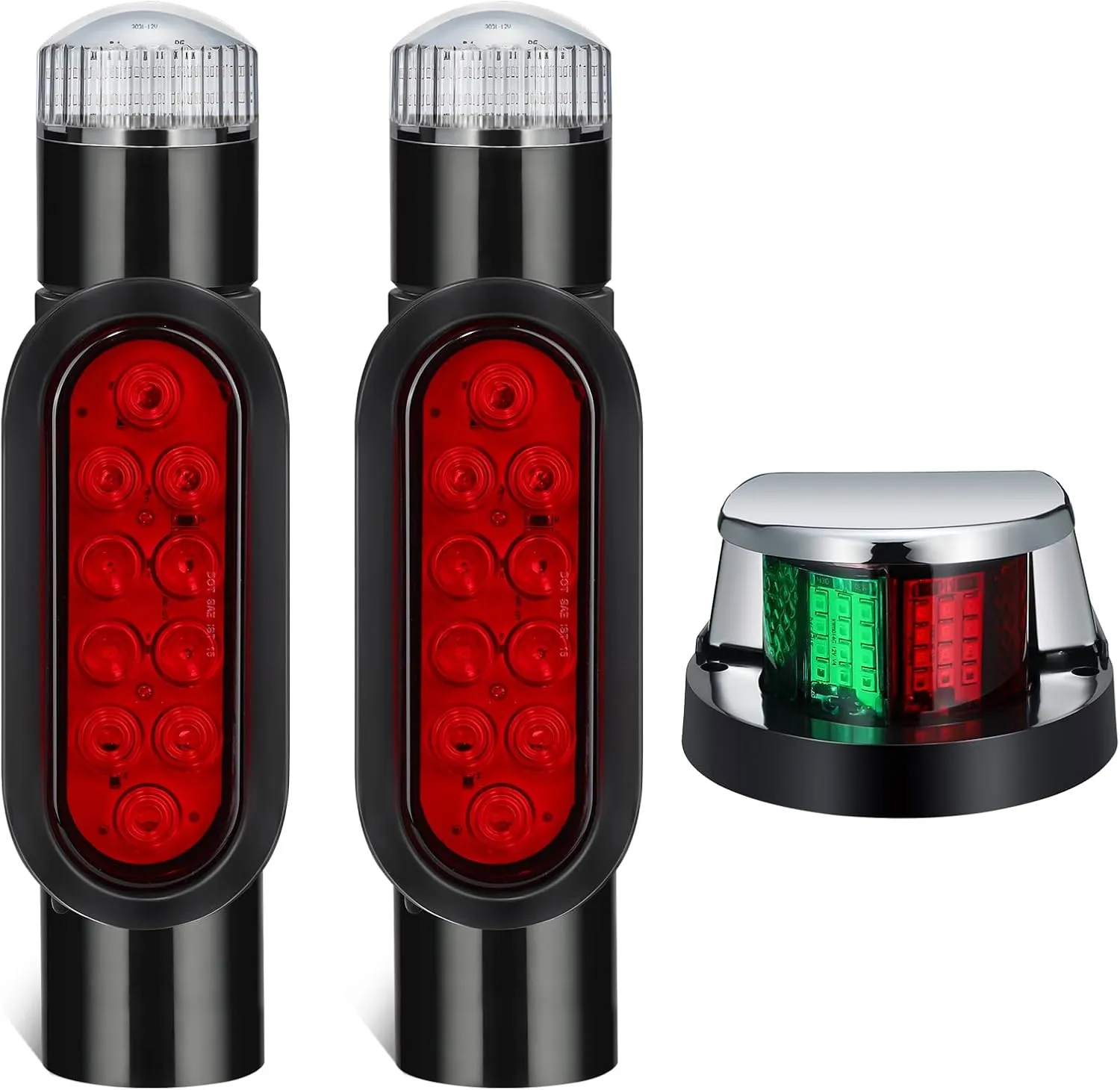 Partsam 1Pcs Boat Navigation Light   2Pcs Boat Trailer Guide Post Lights