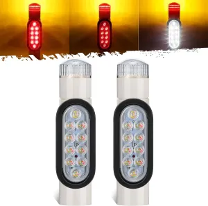 Partsam 2pcs Boat Trailer Guide Light with Reverse Lights, [DOT Approved] [Patented] IP67 Waterproof Trailer Post Pipe Lights, Boat Trailer Turn Signal Brake Tail Lights 12V