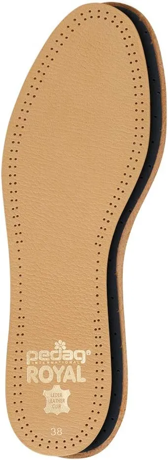 Pedag Royal | Genuine Lambskin Leather Insoles | Made in Germany | Vegetable-Tanned Leather | Activated Carbon for Anti-Odor | Latex Foam Padding | Thin & Absorbent | US Women 12/ Men 9/ EU 42 | Tan